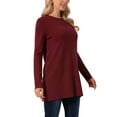 thumbnail image 4 of INSPIRE CHIC Women's Fall Winter Sweater Dress Crewneck Long Sleeve Oversized Tunic Sweater Loose A-Lined Pullover Top S Wine Red, 4 of 6