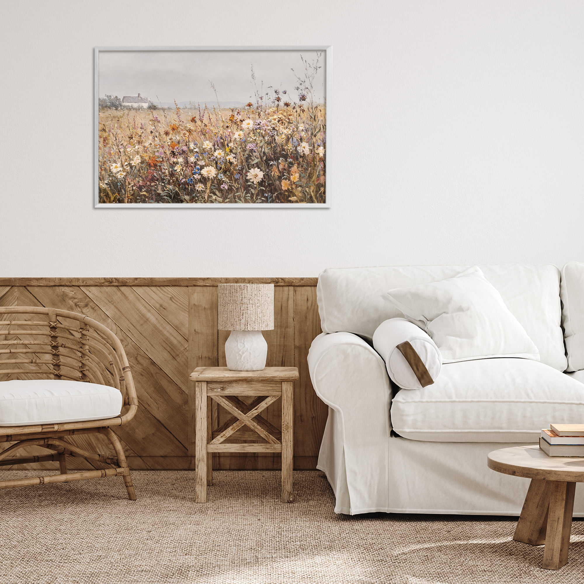 Stupell Industries Quaint Cottage Meadow White Framed Giclee Art, design by Jacky Ngan
