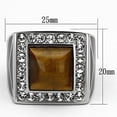 thumbnail image 2 of High polished (no plating) Stainless Steel Ring with Synthetic Tiger Eye in Topaz for Women Topaz Stone Color Style TK938 Size 9, 2 of 4