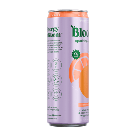 BLOOM NUTRITION SPARKLING ENERGY DRINK, JUICY ORANGE, 12 FL OZ SINGLE CAN