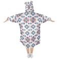 thumbnail image 2 of FORMRS Wearable Blanket Hoodie with Sleeves for Kids Cozy Flannel Sweatshirt, Navy Blossom Mosaic, 2 of 7