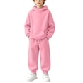 thumbnail image 4 of BRGZLK Girls Sweatsuit Sets Fall Clothes 2026 Casual Comfort Solid Color Long Sleeve Hooded Pollover Sweatshirt and Wide Leg Sweatpants Tracksuit Teen Trendy Clothes Pink 10-11 Years, 4 of 8