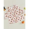 thumbnail image 3 of Suealasg Little Girls Halloween Clothes Kids Girls Fall Casual Dress 1T 2T 3T 4T 5T Long Sleeve Pumpkin Ghost Print A-line Dress Toddler Girls Halloween Party Dress, 3 of 7