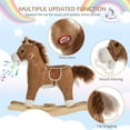 thumbnail image 6 of Qaba Rocking Horse Plush Animal on Wooden Rockers with Sounds, Wooden Base, Baby Rocking Chair for 36-72 Months, Brown, 6 of 10