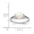 thumbnail image 5 of Solid 14k White Gold 6mm Freshwater Cultured Pearl VS Diamond Ring Band Size 6.5 (.072 cttw.), 5 of 6