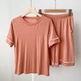 thumbnail image 2 of Chbgutlmr Pajamas for Women Sets 2 Piece Round Neck Short Sleeve Soft Tops Loose Elastic Waisted Shorts Outfits, 2 of 7