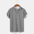 thumbnail image 2 of yillto Mens Striped Shirts Button down Short Sleeve Loose Summer Beach Lightweight Causal Dressy Tee Shirt, 2 of 4