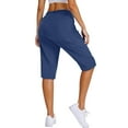 thumbnail image 5 of Taqqpue Capri Pants for Women Casual Solid Color Elastic Waist Pants Quick Dry Hiking Work Pants with Pockets, 5 of 5
