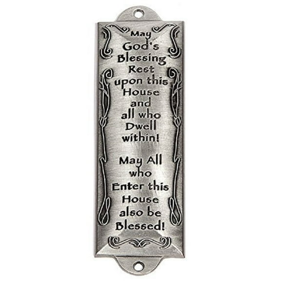 Bless This House Pewter Mezuzah Plaque