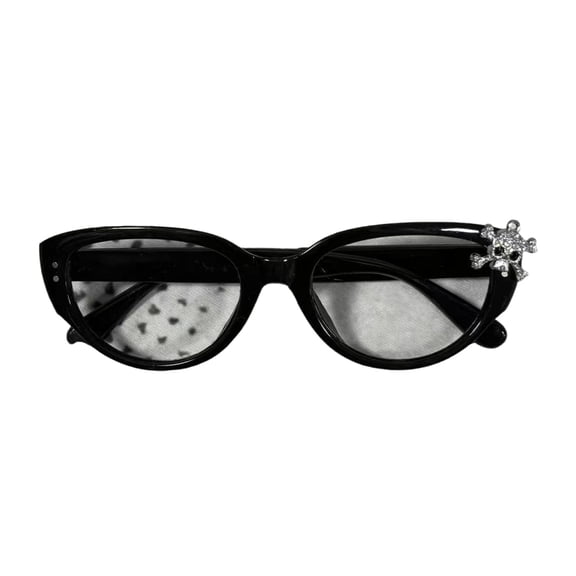 lanema Delicate Oversized Cats Eye Glasses With Rhinestones Detailing Practical Plastic Frame