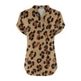 thumbnail image 5 of Blczomt Womens Spring Tops V Neck Cotton Linen Summer Shirts Casual Blue Leopard Print Dressy Women's Blouse, 5 of 5