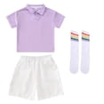 thumbnail image 4 of LEKWK Teen Boys Back to School Outfits Short Sleeve Collared Shirts and White Shorts with Socks Kids 3 Piece Playwear Summer Preppy Activewear 3-16Y, 4 of 9