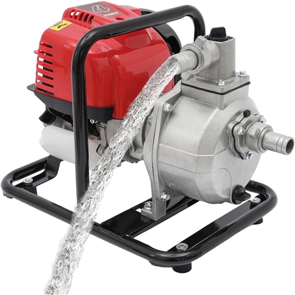 1" Transfer Pump, 4-Stroke 38cc Gas Powered Water Pump, 1.2KW Irrigation Water Pump with 35.66GPM Flow, 98ft Max Lift for Irrigation, Pool, Fire & Trash Water