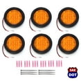 thumbnail image 1 of 4 Inches Round 6 Pack Amber 10 LED Stop Turn Running Light Brake Flush Truck Trailer DOT Compliant Includes Deluxe Install Kit with Grommets, Connectors and Ties, 1 of 7
