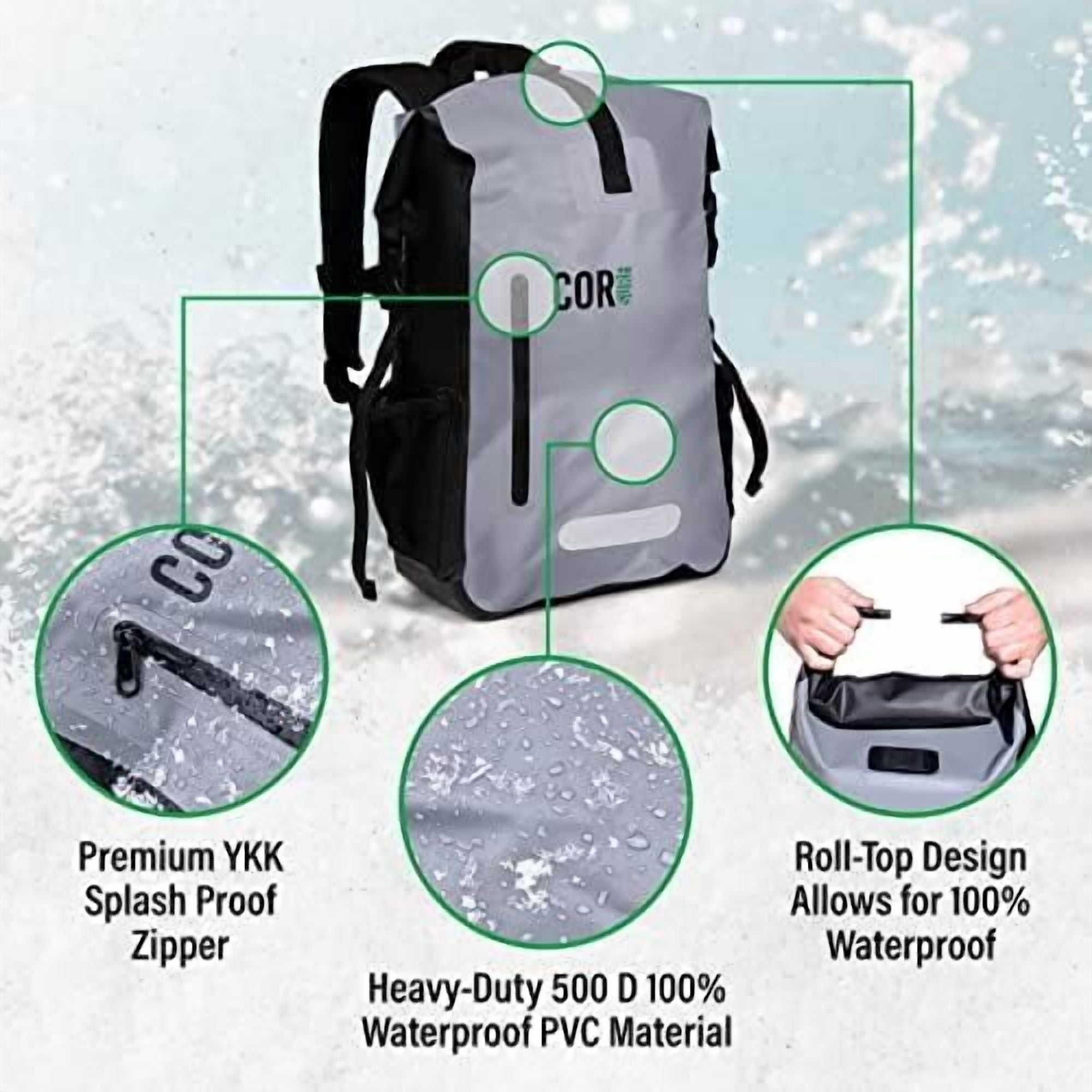 COR Surf Waterproof Dry Bag Backpack with Padded Laptop Sleeve Heavy Duty Roll-Top Pack (Dark Blue, 40L)