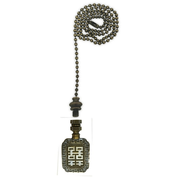 Royal Designs Fan Pull Chain with Chinese Joy Symbol Finial – Antique Brass