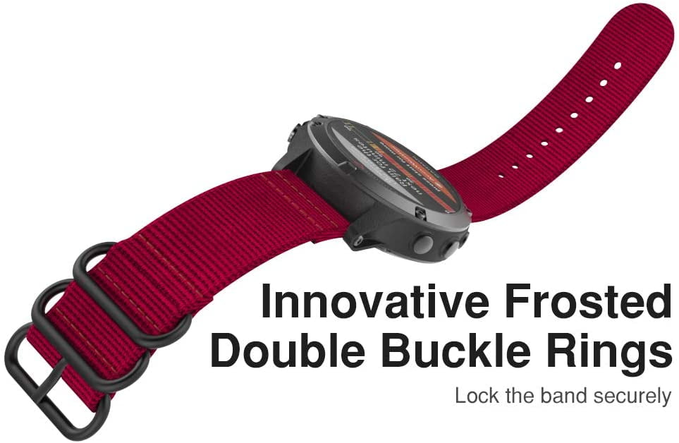 Fine Woven Nylon Adjustable Replacement Strap with Metal Buckle MoKo Band Compatible with Garmin Fenix 5S/Fenix 5S Plus Smart Watch Red 