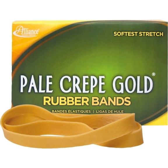 Alliance® Pale Crepe Gold® Rubber Bands, #107, 7" x 5/8", 1 Lb, Box Of 60