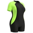 thumbnail image 5 of Agnes Orinda Women's Plus Size One Piece Swimsuits Contrast Colors Tummy Zipper Crew Neck Short Sleeve Beach Swimwear 2X Green, 5 of 8