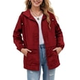 thumbnail image 2 of YDFCWXW Waterproof Raincoat for Women Lightweight Rain Jacket Hooded Windbreaker with Pocket for Outdoor Fall Outfits (Wine, M), 2 of 6