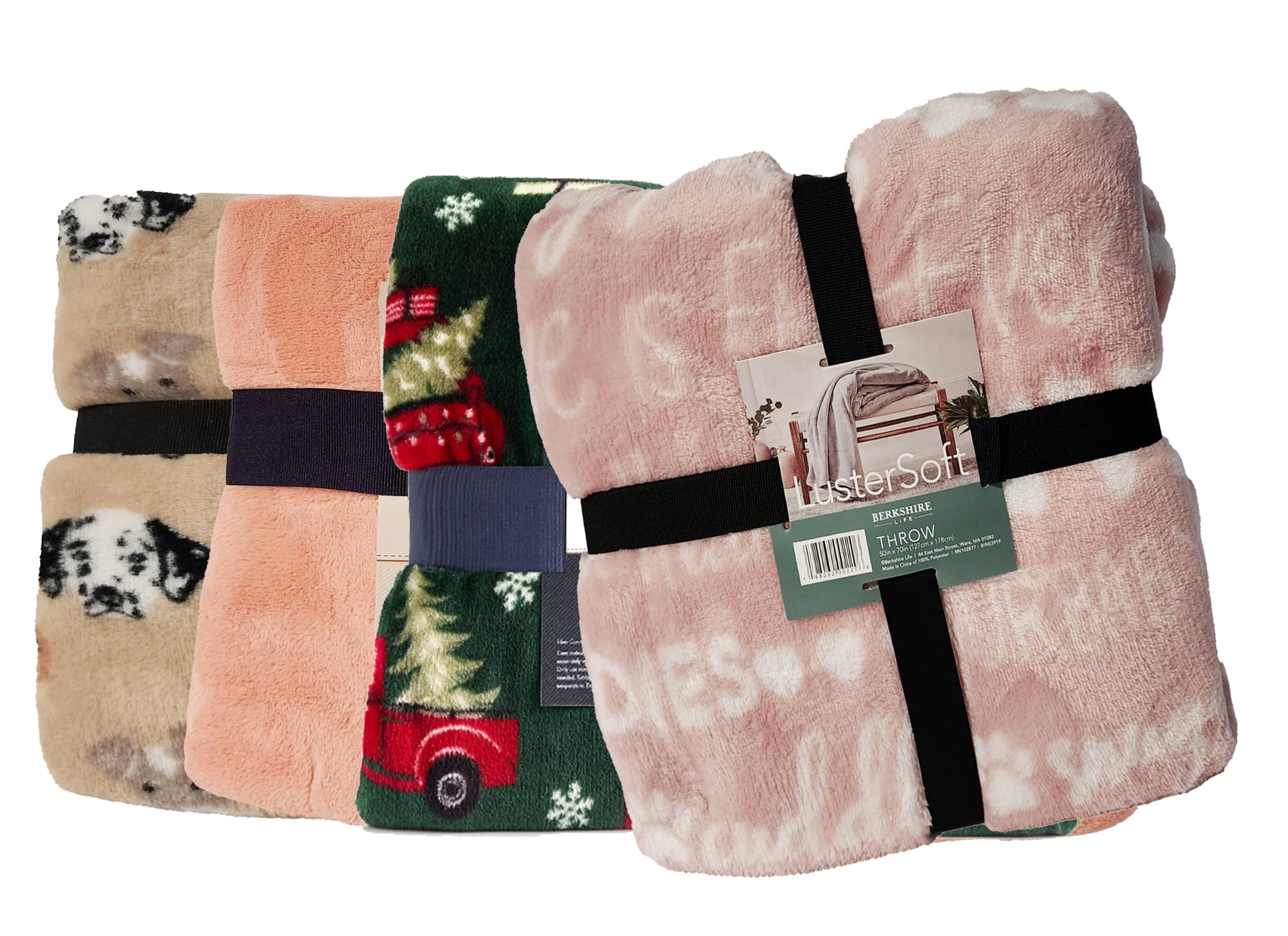 Berkshire LusterSoft Dog Print Throw Blanket 50" x 70" – Super Soft, Cozy, Machine Washable