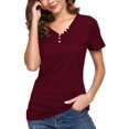 thumbnail image 2 of T-shirt Henley à Manches Courtes/longues pour Femmes, Décontracté, Basique, 2 of 4