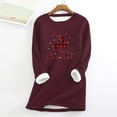thumbnail image 2 of IROINNID Discount Christmas Sweatshirts for Women Thick Fleece Sweatshirt Long Sleeve Xmas Print Velvet Warm Crewneck Loungewear Tops,Burgundy, 2 of 5