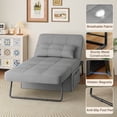 thumbnail image 5 of Chair Bed, Lofka Convertible Recliner Single Sofa Bed, Free Installation, 730 lbs, Light Gray, 5 of 8