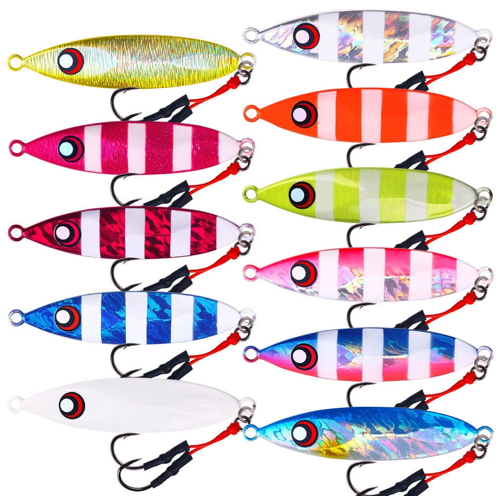 11PCS Glow Metal Lead Jigs Fishing Lures Jigging Bait Jig Tackle Hooks Saltwater