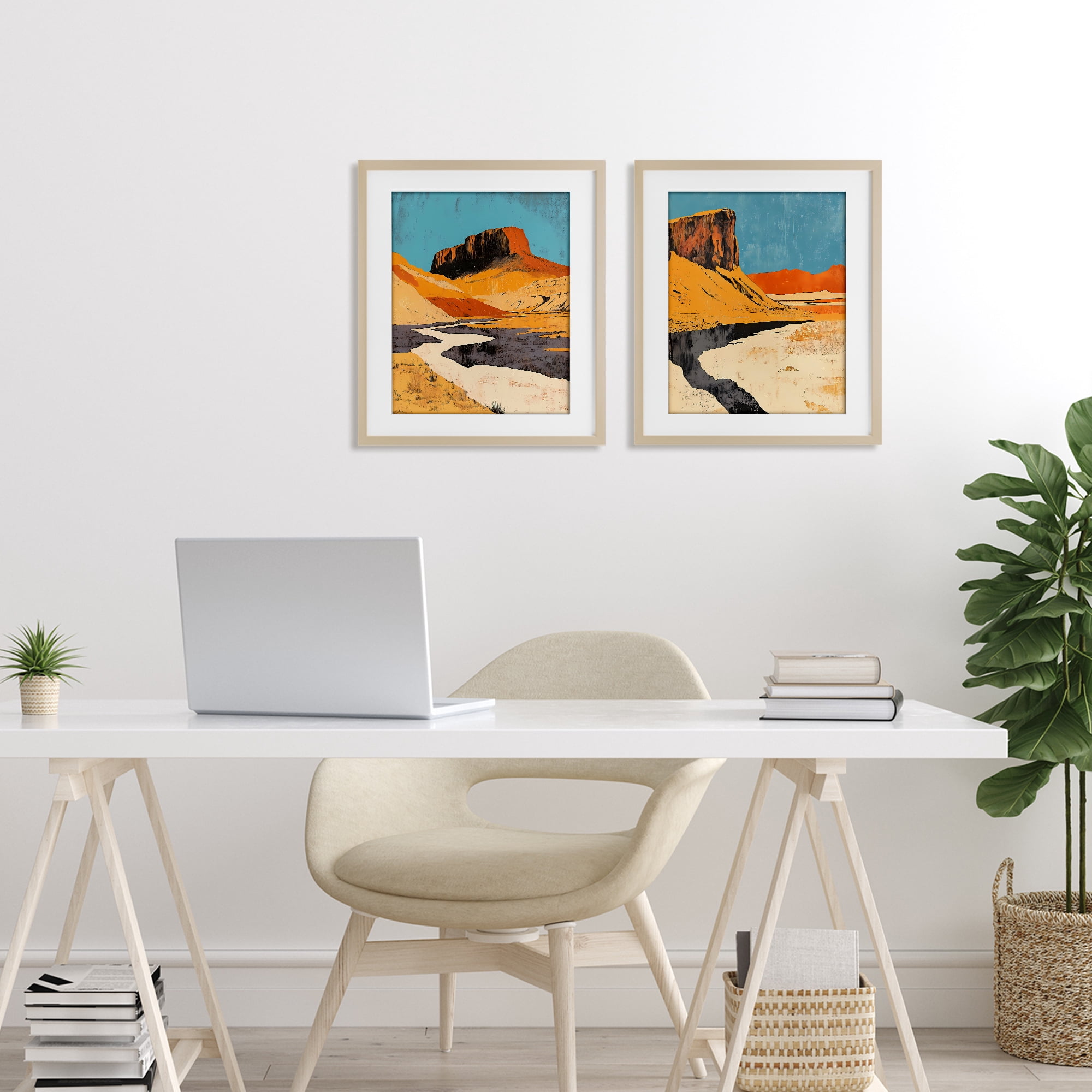 Stupell Industries Desert Canyon Pass 2 Piece Birch Framed Print Under Glass Set, design by Walker Noble