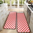 thumbnail image 4 of Kitchen Rugs Sets Of 2,Red White Checkerboard Checkered Pattern Anti Fatigue Kitchen Mat Rugs Non Slip Washable,Decorative Kitchen Floor Mats for Kitchen,Sink,Laundry,17"x47"+17"x47", 4 of 5