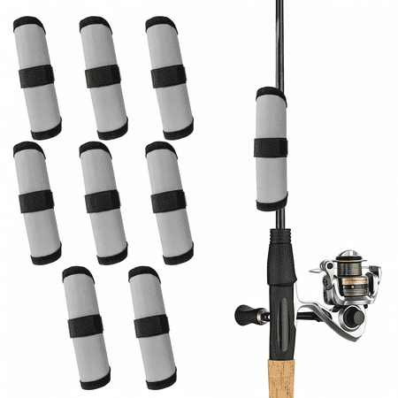 BESTSKY 8 Pcs Fishing Lure Covers 6 Lure Wrap Bait Gloves Fish Hook Storage Protectors Fishing Lure Wraps Rod Covers to Keep Fishermen Safe for Rod Fishing Rod Sleeve (Grey)
