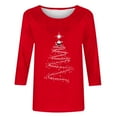 thumbnail image 4 of Bcresic Woman 3/4 Sleeve Tops Christmas Tree Shirts Trendy Xmas Tunic Blouses Round Neck Tees Fashion Comfy Pullover Clothing,X03_Red,Large, 4 of 4