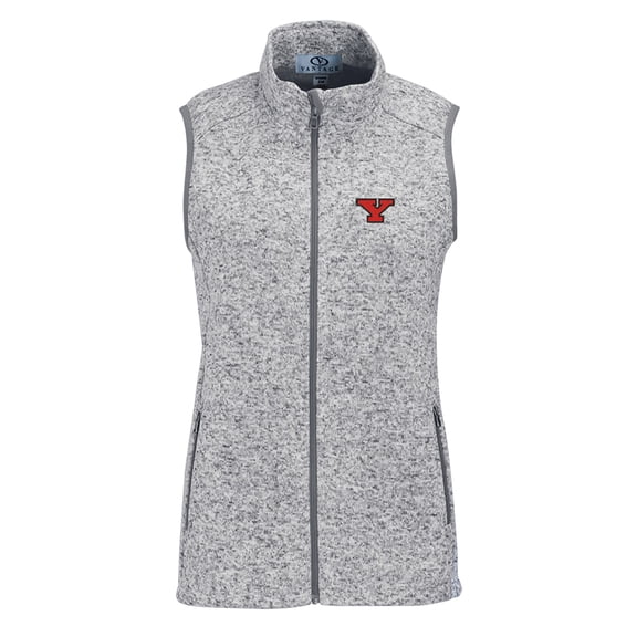 Women's Heather Gray Youngstown State Penguins Summit Fleece Full Zip Sweater Vest