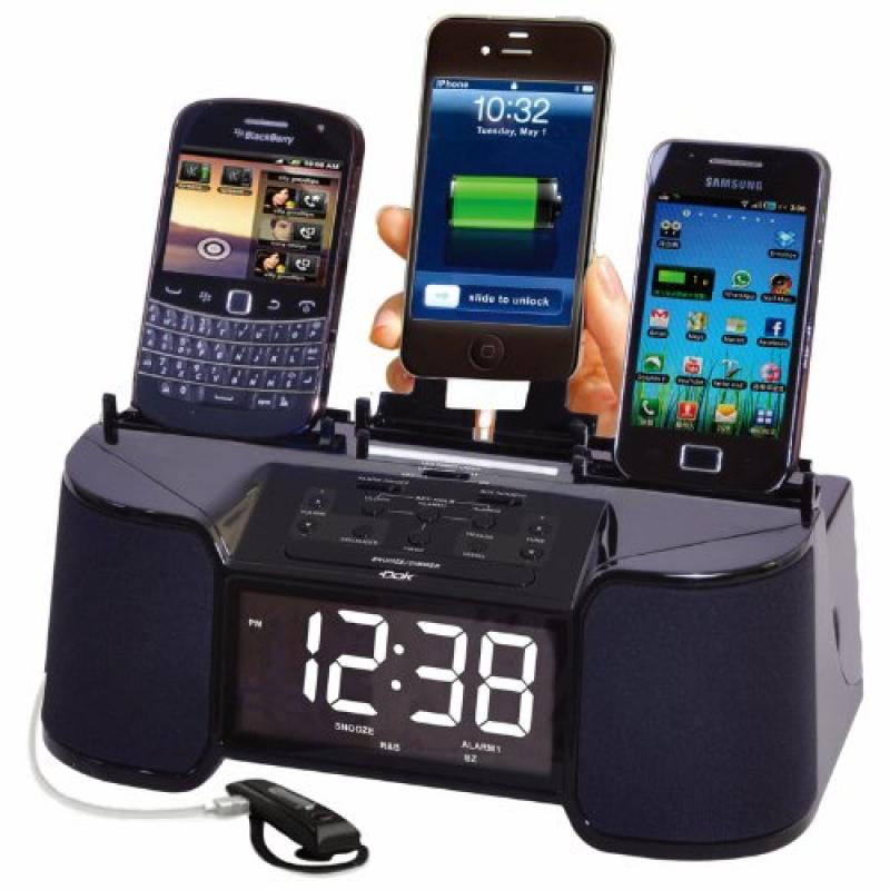 4 Port Smart Phone Charger with Speaker, Alarm, Clock & FM Radio