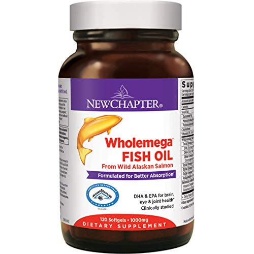 New Chapter Wholemega Fish Oil Supplement Wild Alaskan Salmon Oil