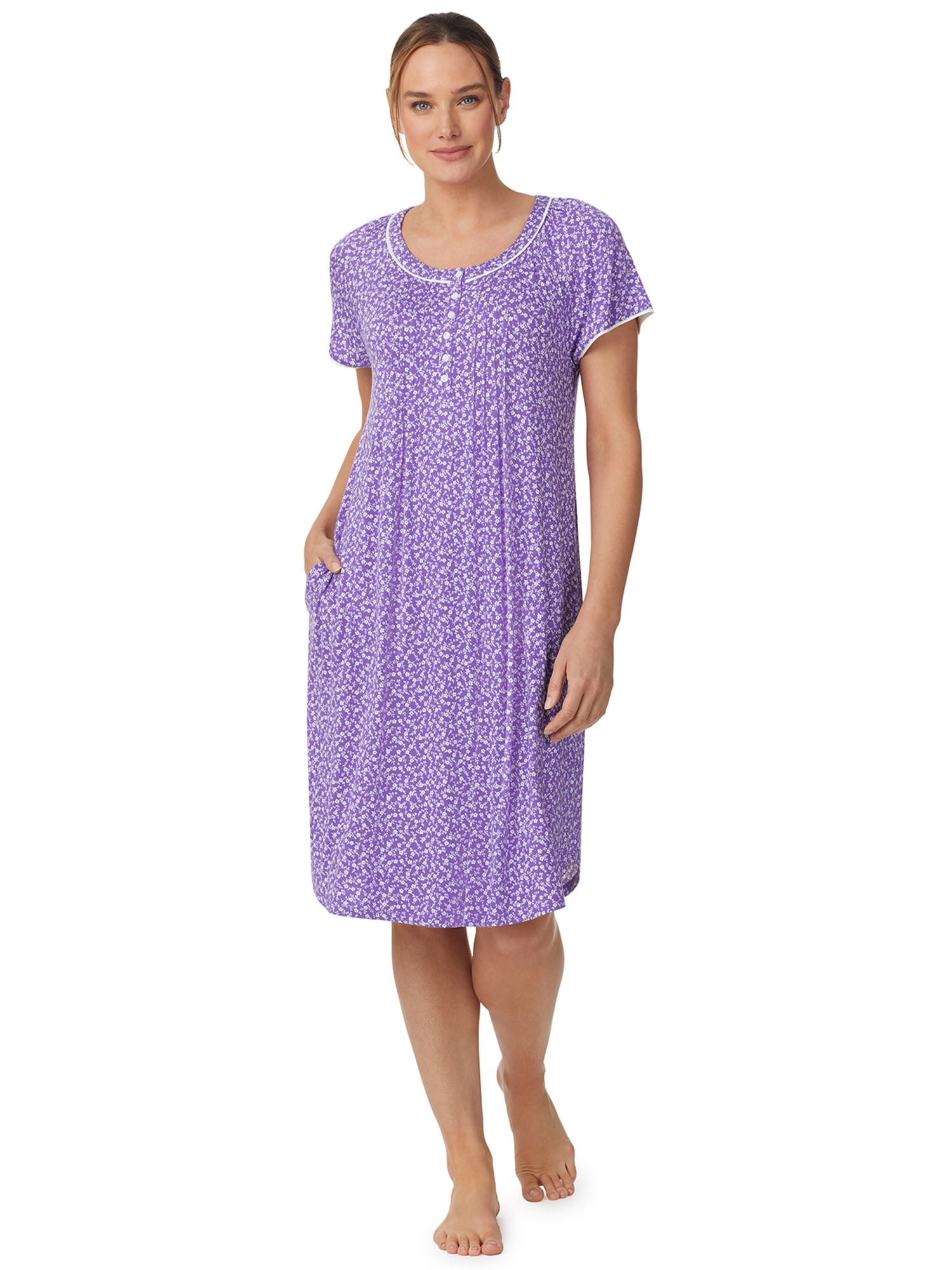 Aria Women's Raglan Sleeve Scoop Neck 40" Nightgown, Sizes XS to 5X