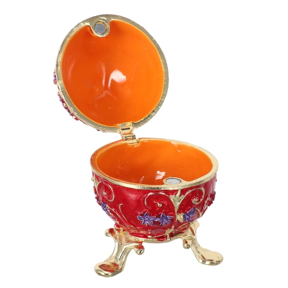 ELAYARD Hand Painted Red Enamel Jewelry Box Metal Hinged Decorative Trinket Storage Organizer