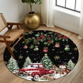 thumbnail image 2 of Round Rug 7Ft Washable Non-Slip, Black Christmas Circle Area Rugs for Living Room Bedroom, Xmas Snowman Truck Snowflake Tree Balls Indoor Floor Mats Carpet Runner for Home Decor Aesthetic, 2 of 8