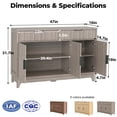 thumbnail image 3 of Poshby 47" Fluted Credenzas Sideboard Buffet Cabinet with 2 drawers, 3 Doors for Living Room, Gray, 3 of 9