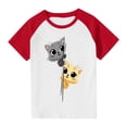 thumbnail image 7 of Feancey Toddler Summer T Shirts Kids Boys Girls Cat Print Cute Tops Raglan Short Sleeve Graphic Tees Loose Fit Crewneck Tshirts Summer Sale Red 4 Years, 7 of 7