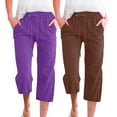 thumbnail image 3 of Zoeecloth Women's Casual Loose Pants Straight Home Seven Pants Ladies Solid Color Drawstring Cotton Pants S-5XL, 3 of 8