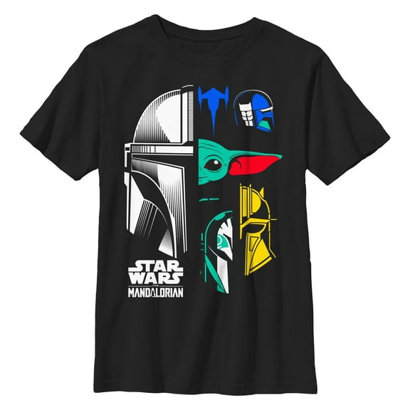 Boys' Husky Star Wars: The Mandalorian Color Block Character Heads Graphic T-Shirt