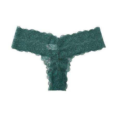 Arnsht Womens Underwear Lace Flower Embroidery Cotton Crotch Low Waist Thong Panties Cheeky Panties High Cut Bikini Briefs Green S