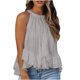 thumbnail image 1 of Camiseta sin mangas con cuello halter para mujer, camisola plisada de color sólido Pompotops lopia989152, 1 of 9