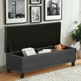 thumbnail image 4 of Furniliving Modern Upholstered Button Tufted Storage Ottoman Entryway Bench for Bedroom Livingroom, Dark Grey, 4 of 9