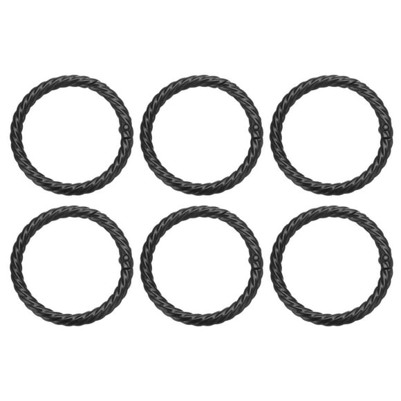 Uxcell 6Pcs Spring O Rings 1 1/2" Round Trigger Metal Snap Hook Key Ring Clip Black for Bags