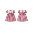 thumbnail image 2 of RUINIXCW Toddler Baby Girl Christmas Dress Little Baby Girls Red Gingham Plaid Dress Puff Short Sleeve Scalloped Doll Collar A-line Dress, 2 of 9