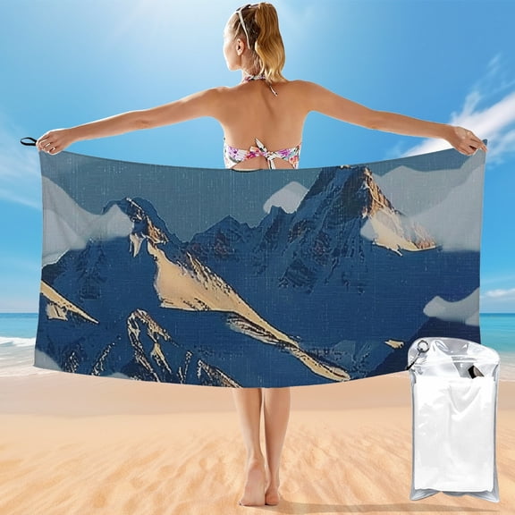 BCIIG Quick Dry Bath Towel with Mountains Full Moon Clouds Print, Compact Beach Towel for Beach Vacations and Outdoor Recreation, 27.5x55in 55x27.5in