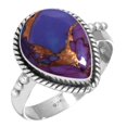 thumbnail image 1 of 925 Sterling Silver Ring For Women - Men Copper Purple Turquoise Gemstone Silver Ring Size 7.5 Boho Silver Ring Size 7.5 New Year Gift For Wife 925 Silver Gemstone Jewelry, 1 of 6